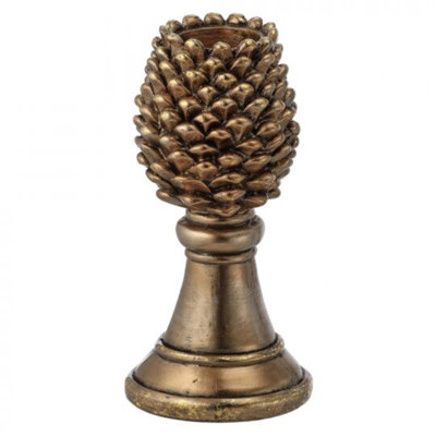 Porte-bougie pomme de pin sur piédestal
