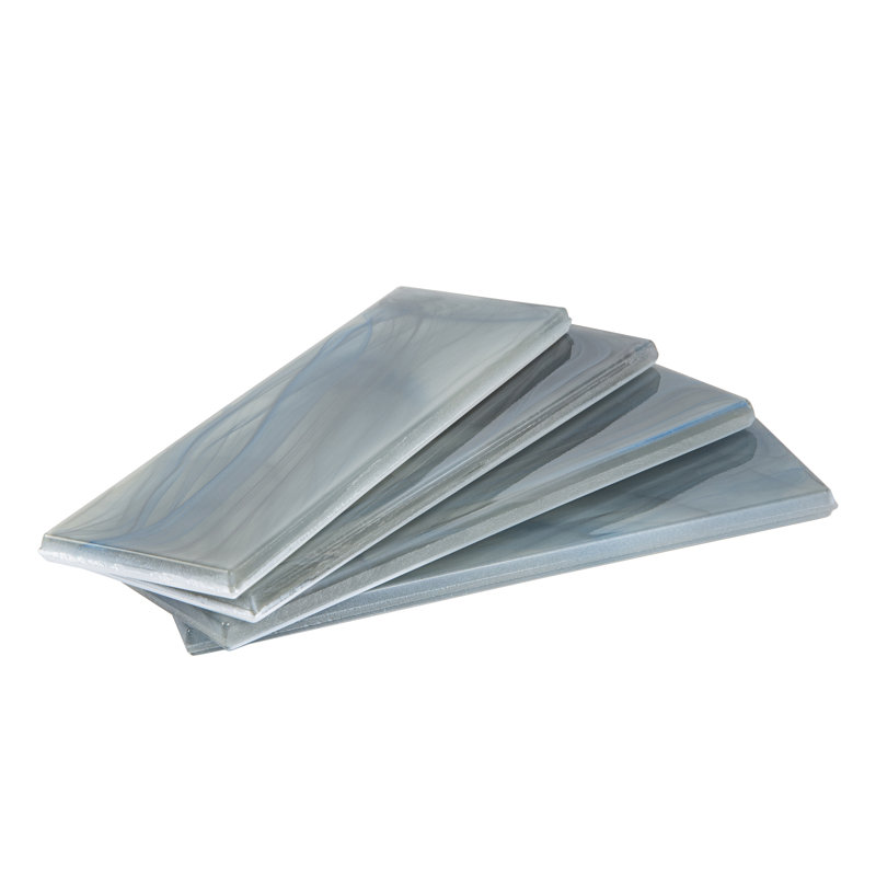 Virelle 3x9 in. Smoky Blue Glossy Glass Rectangle, Brick Wall and Floor Tile (5.06 sq ft/case, 27-Pack)