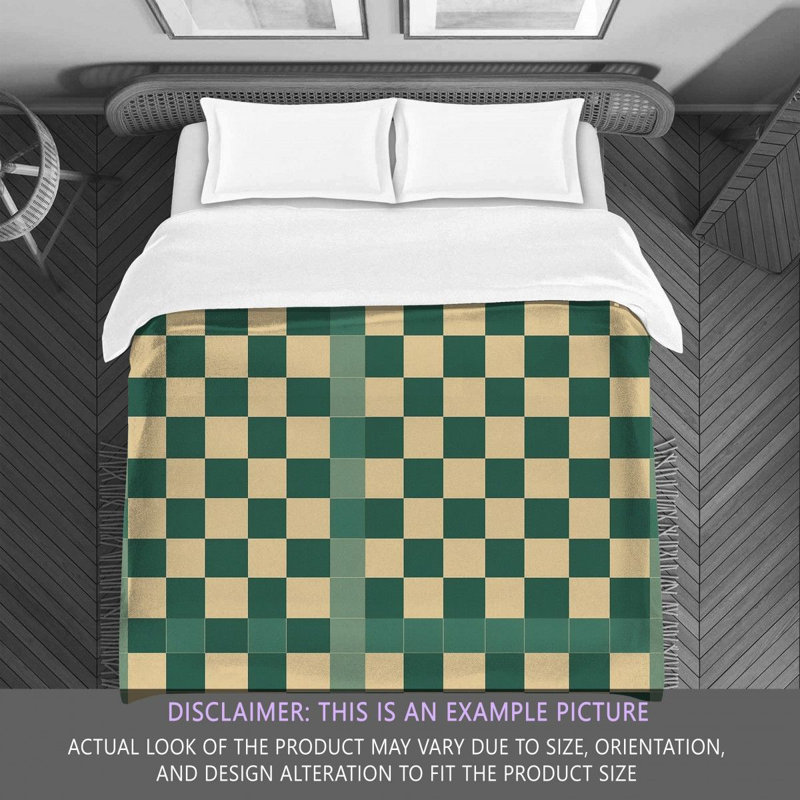 Machine Printed Comforter, Queen Comforter, Green/Beige Checkered
