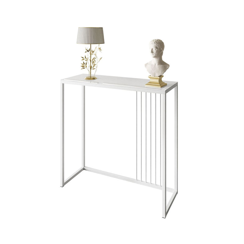 Ridgewood 100cm Glass Top Console Table, White, White