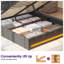 Base de lit rembourrée avec rangement à DEL avec lumières DEL et station de charge, lit plateforme, aucun sommier nécessaire-371199759-372186477