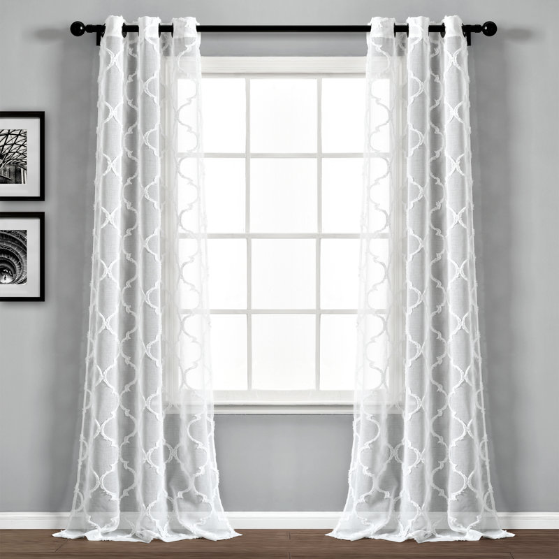 Paire de rideaux transparents Avon Trellis, Blanc, L 38 po x H 95 po
