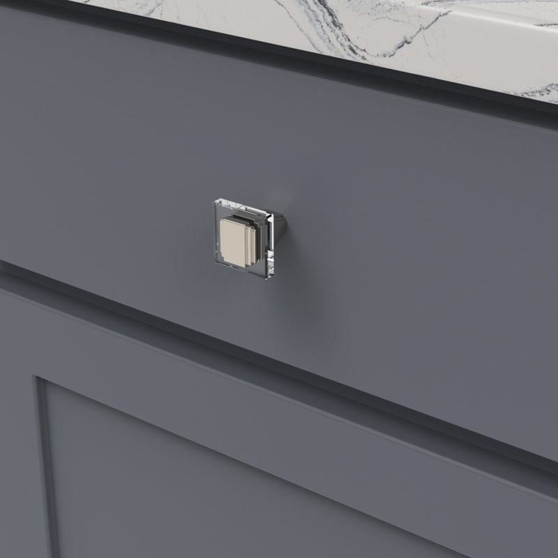 Belleclaire Collection Knob 1-1/4 Inch Square Polished Nickel Finish, Polished Nickel