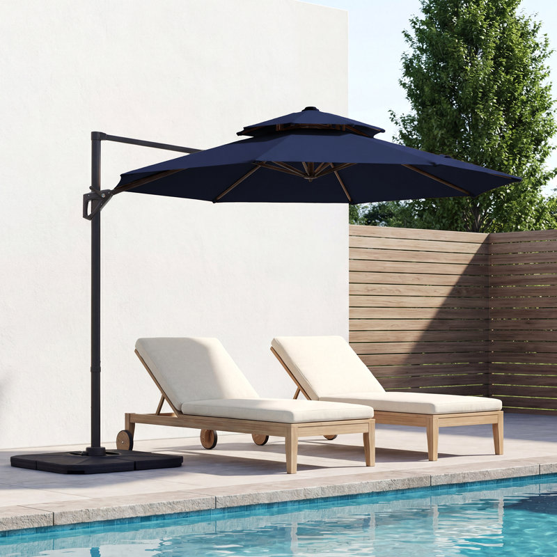 Parasol en porte-à-faux Pulk, Marine, L 120 po x P 120 po