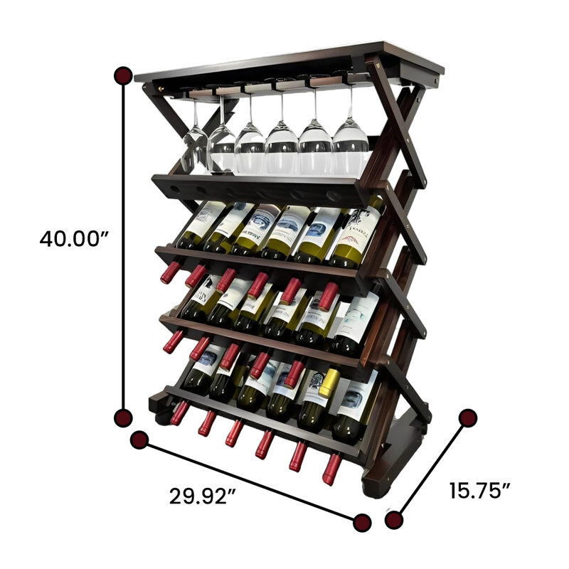 26 Bottles Freestanding Wine Storage Rack For Kitchen, Pantry