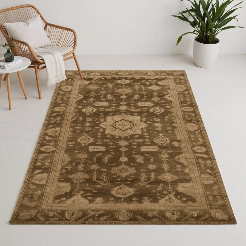 Tapis intérieur et extérieur brun Overdyed, Rectangulaire 3 pi x 5 pi