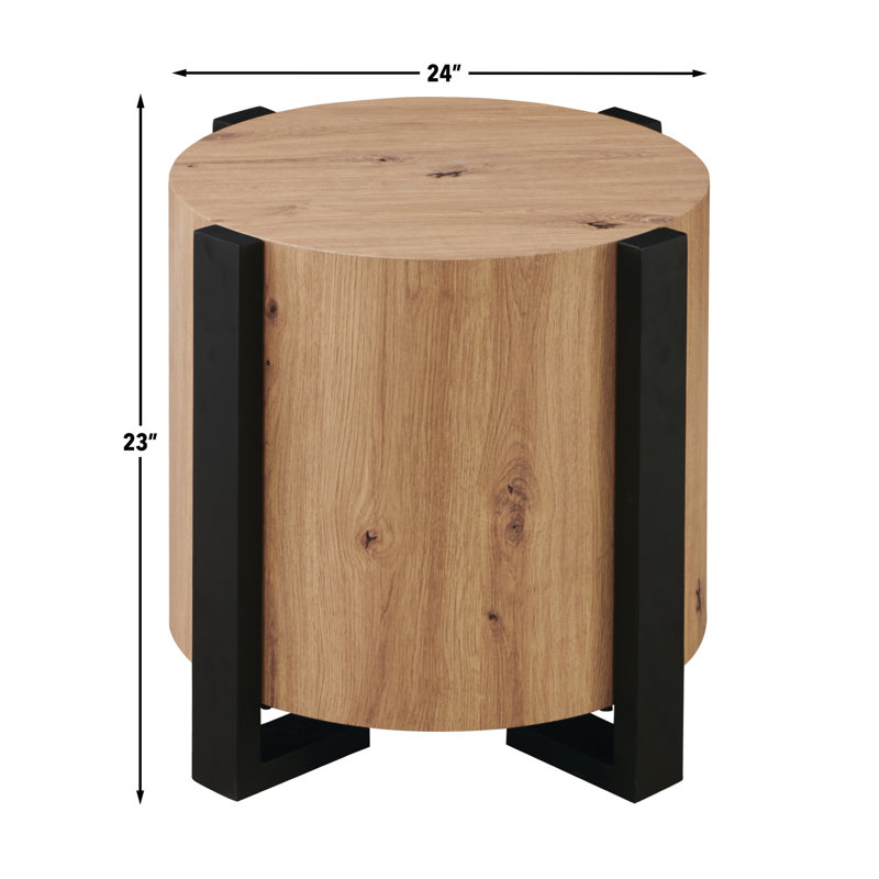 Amil 24" Round Wood End Table