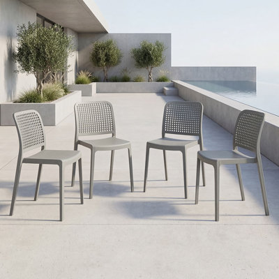 Camden Nest Chair Set Of 4, Modern Polypropylene Side Chairs With Ergonomic Design, Minimalist Seating For Dining Room & Living Space