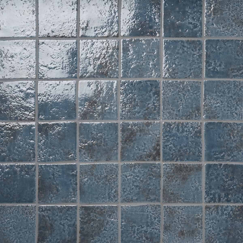Luna 4.72 In. X 4.72 In. Glossy Textured Porcelain Floor And Wall Tile (4.48 Sq. Ft. / Case), Midnight Blue