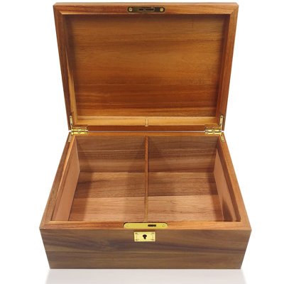 Wood Box Large Decorative Wooden Storage Box With Hinged Lid And Locking Key Premium Acacia Keepsake Chest Box Memory Gift Wooden Boxes 11 X 8.5 X 5 Inches