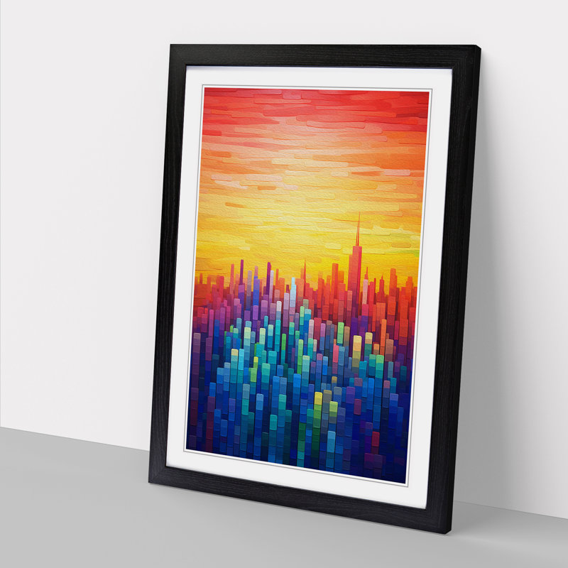 Skyline Colour Field No.2 - Single Picture Frame Print on Wood, Black Framed, 64cm H x 46cm W