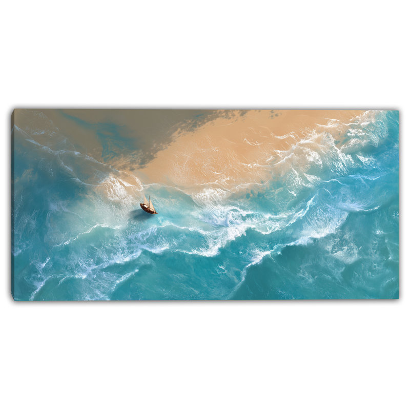 Voile sur toile turquoise, H 20 po x l 40 po
