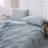 Linen Cotton Flat Sheet(Dusty Blue,King)-127119697-127119706