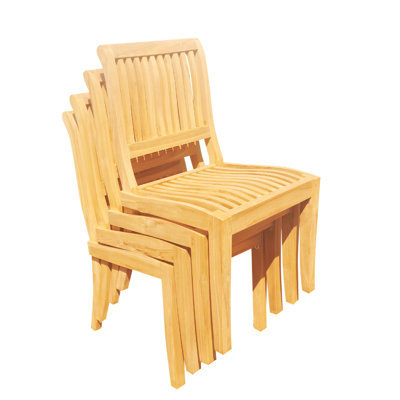 Masten Teak Solid Wood Outdoor Stacking Dining Side Chair