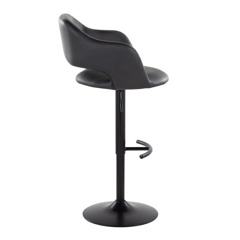 Margarite Adjustable Black Faux Leather Swivel Barstool Set
