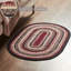 Tapis ovale rayé en jute / sisal / coton tressé à la main noir / rouge / brun clair-264873573