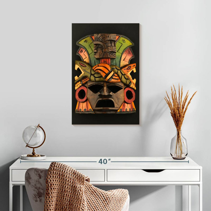Senne Aztec Wooden Mask, 24" H x 16" W