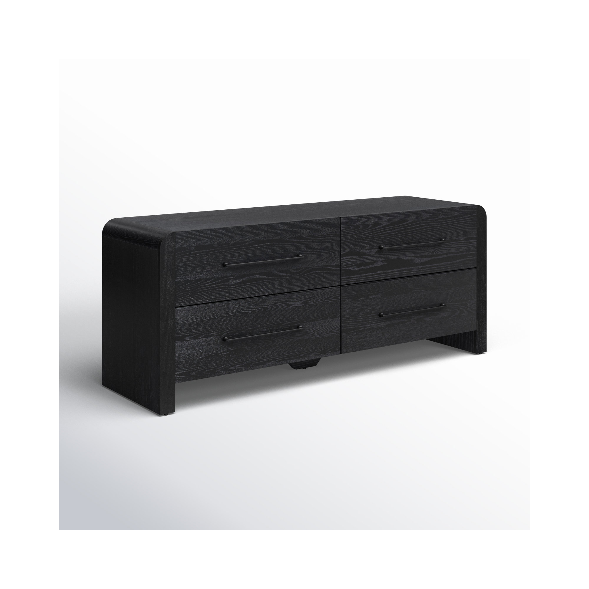 Cruz Wood 4 Drawer Dresser, Black