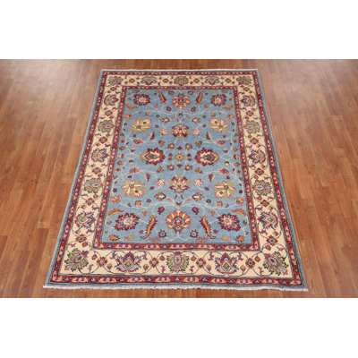 Light Blue Handmade Kazak Oriental Rug 5