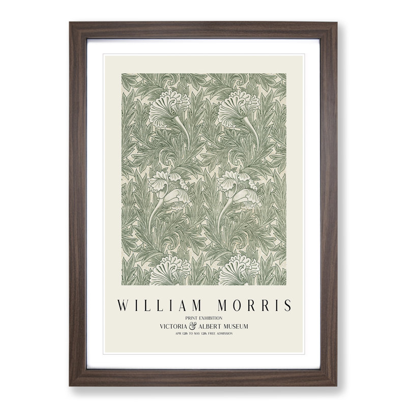 Tulips by William Morris - Picture Frame Painting, Walnut Framed, 48cm H x 36cm W x 2cm D