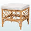 Repose-pieds Rivelle en tissu d'ameublement blanc et rotin brun H 18,11 po x l 18,32 po x P 18,32 po Rivelle