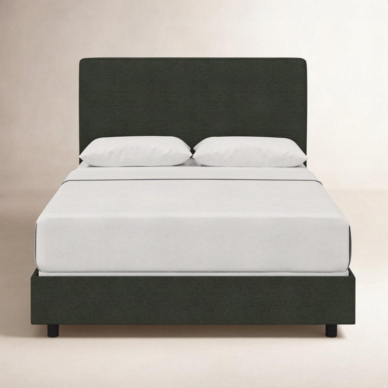 Lit tapissier standard en coton Marquise, Lin classique noir, Double