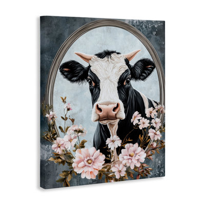 «Flower Horned Cow», toile par Petal Prints Design