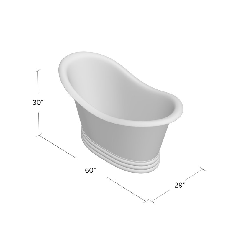 60" x 29" Pedestal Soaking Copper Bathtub, Antique Copper