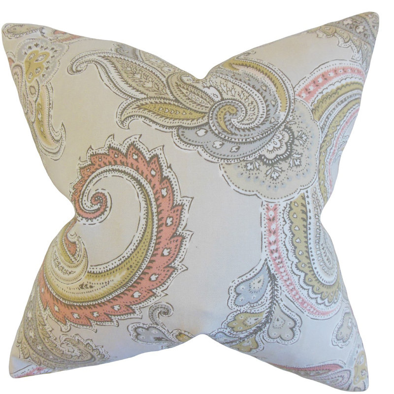 Coussin en coton Kalani, Rosé, H 24 po x l 24 po, Polyester / Bourre en polyester