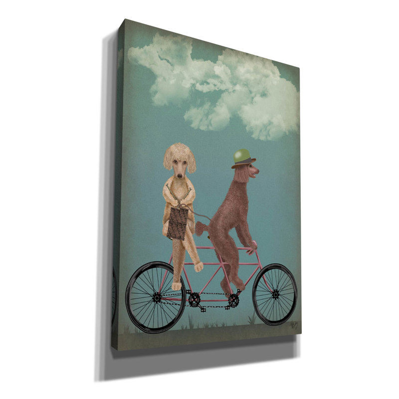 «Poodle Tandem» par Fab Funky - impression sur toile tendue, H 26 po x l 18 po x P 0,75 po