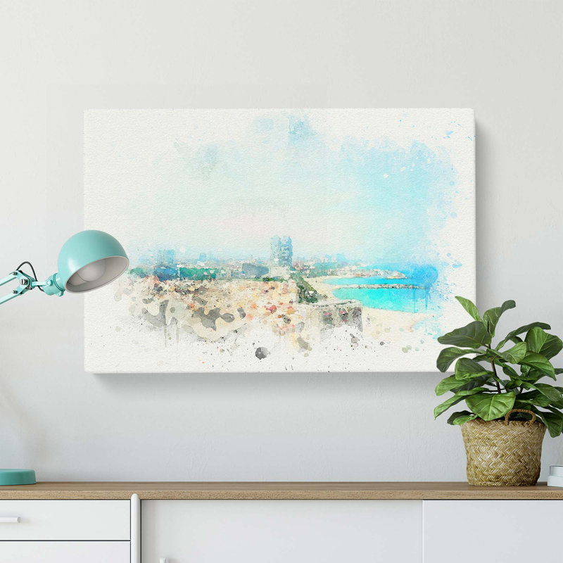 The Barcelona Skyline In Spain In Abstract - Wrapped Canvas, 40cm H x 60cm W x 3cm D