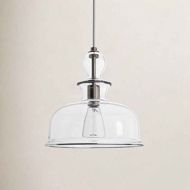 Tilden 1 - Light Single Pendant, Brushed Nickel, Clear