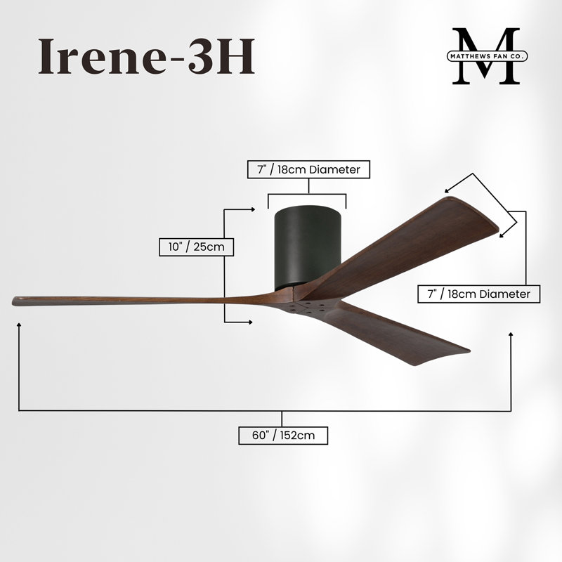 Irene Ceiling Fan, 60", Matte Black, Walnut Tone