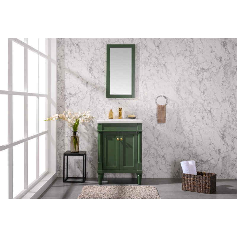 Malpass 24'' Single Bathroom Vanity with Ceramic Top, Vogue Green