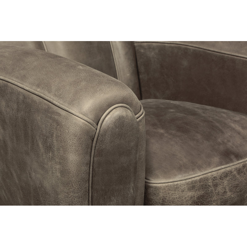 Fauteuil en cuir véritable Manon, Vanille (coyote), Espresso
