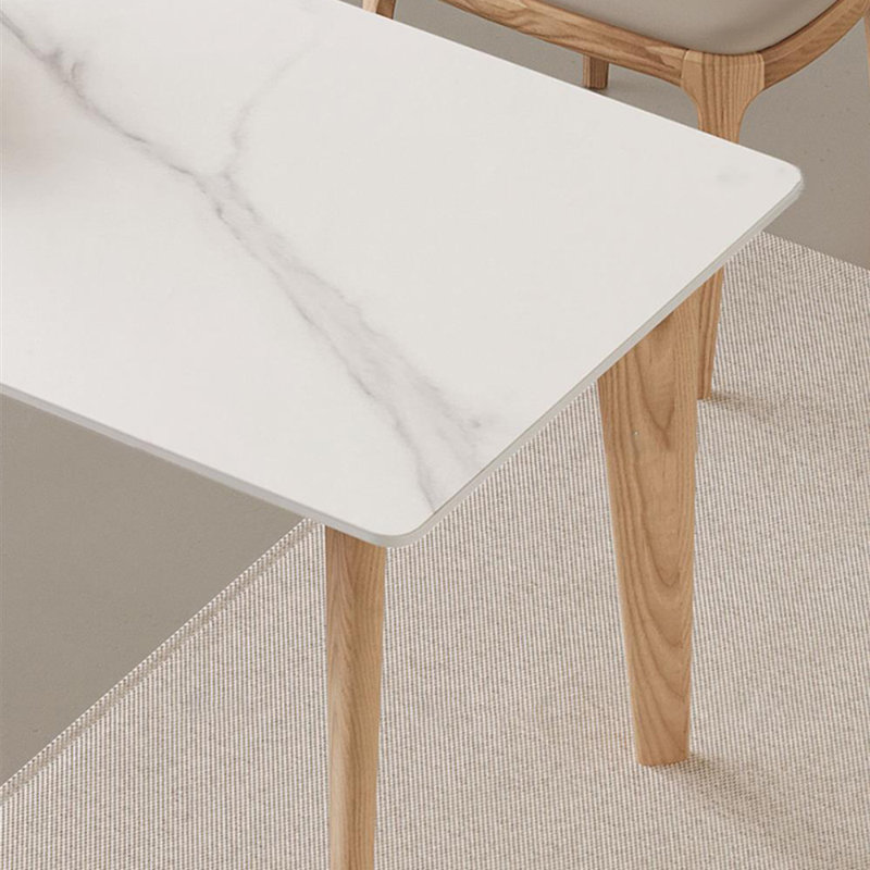 Natural Ash Wood Dining Table Chair Set, 29.52"H x 55.11"L x 31.49"W