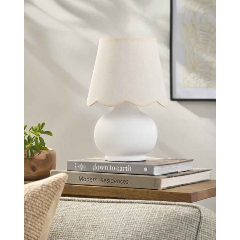 Momsen Coloured Scallop Shade Lamp, White, Cream