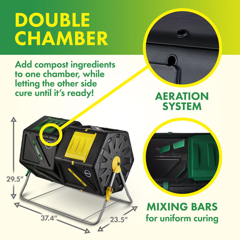 54 Gallons Plastic Outdoor Tumbler Composter with Latching Lid