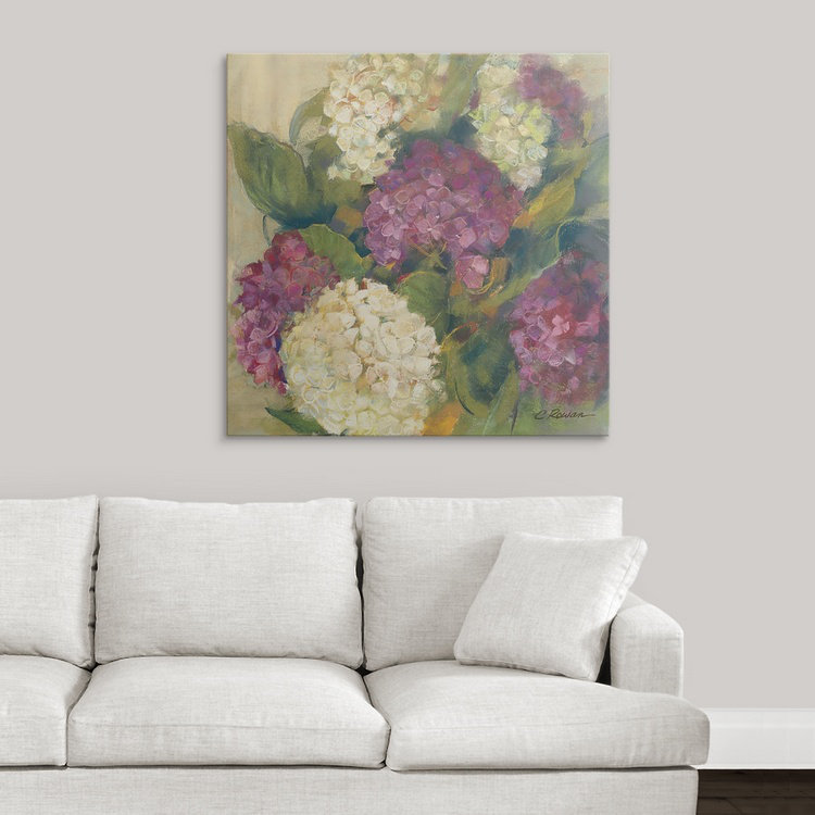 « i » carol rowan, reproduction d’art Hydrangea Delight, H 35 po x l 35 po x P 1,5 po, Toile