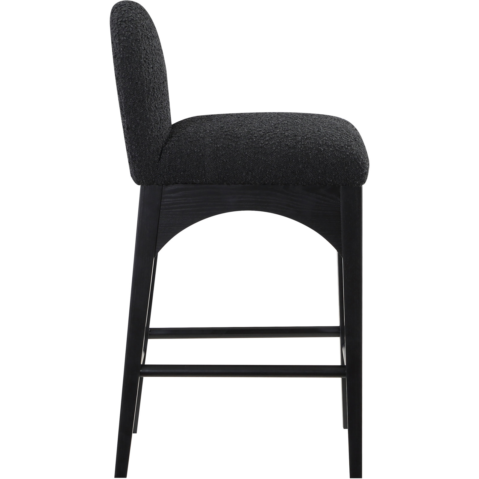Waldorf 27" Bar Stool, Black, Black Boucle