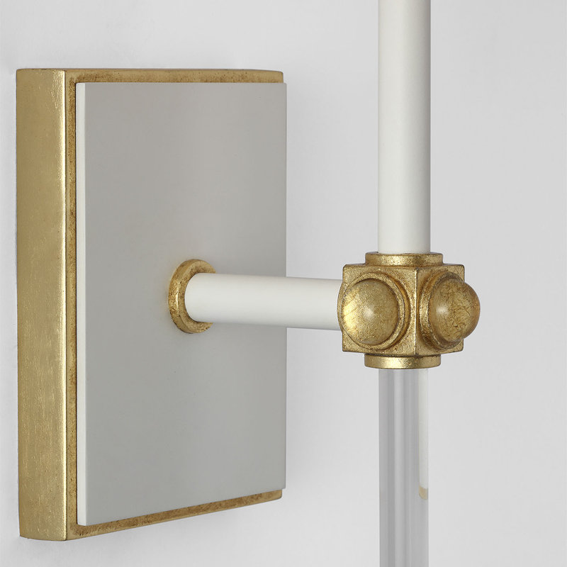 Julie Neill Lucia 21" Cordless Sconce with Linen Shade, Matte White/ Crystal