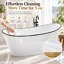Baignoire de trempage autoportante en acrylique double 59 po, baignoire profonde ovale blanc brillant avec rebord noir, drain central et conception incurvée ergonomique pour salle de bain moderne