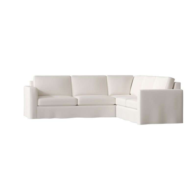 Canapé modulaire de coin large 108 po Bewley, Blanc Cape, Noir, Accoudoir à droite (vu de face)