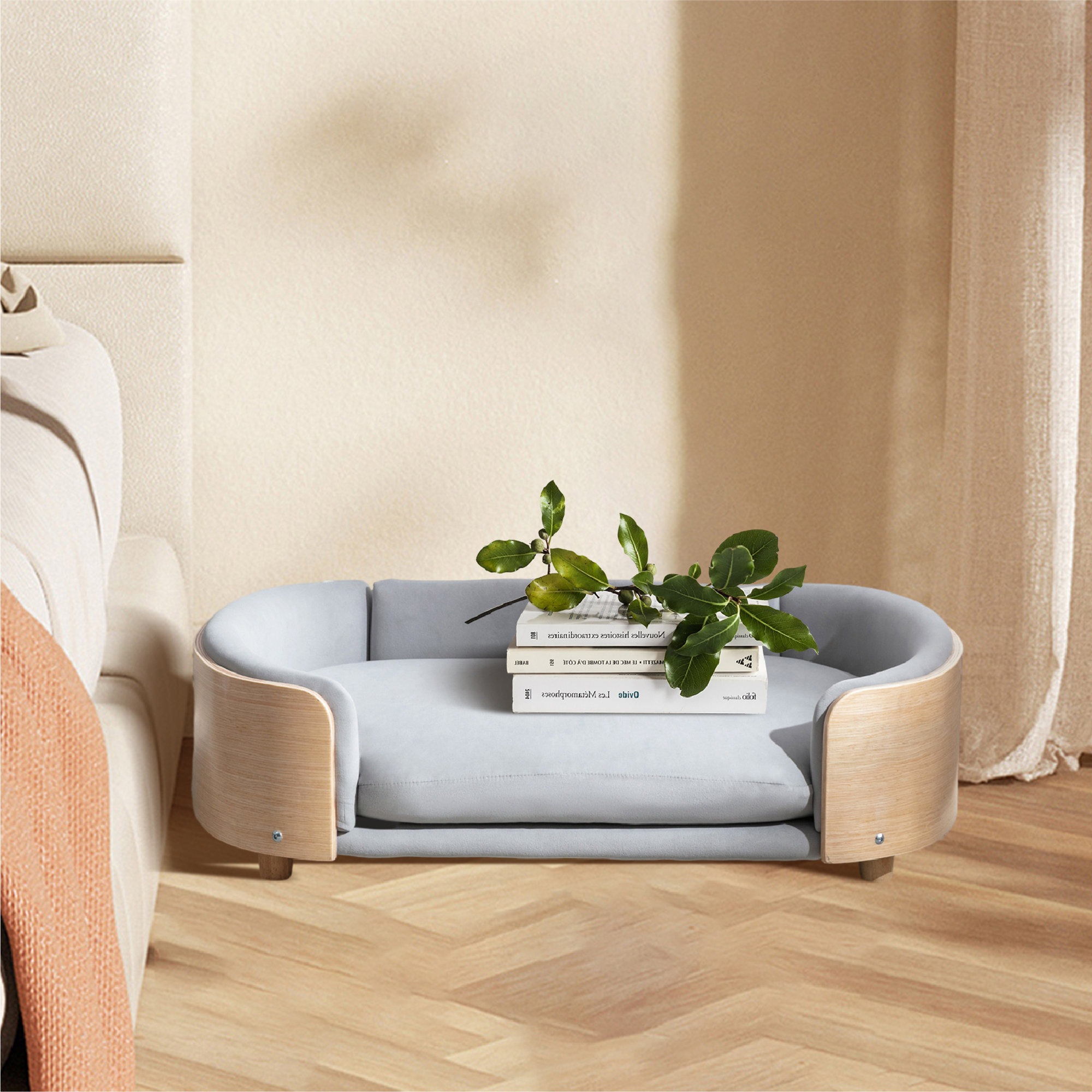 Inira Memory Foam Pet Bed, Light Gray/Natural, 30.7" W x 20.08" D x 9.85" H