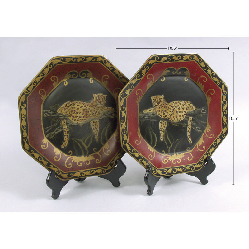 2-Piece Leopard Decorative Plate Set