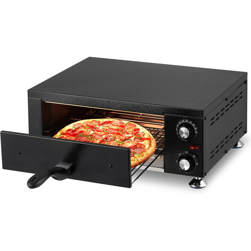 Commercial Pizza Oven Countertop, 1100W Stainless Steel Electric Pizza Oven, Indoor Pizza Maker with Timer/Crumb Tray, Single Deck Layer Pizza Cooker for Restaurant Home