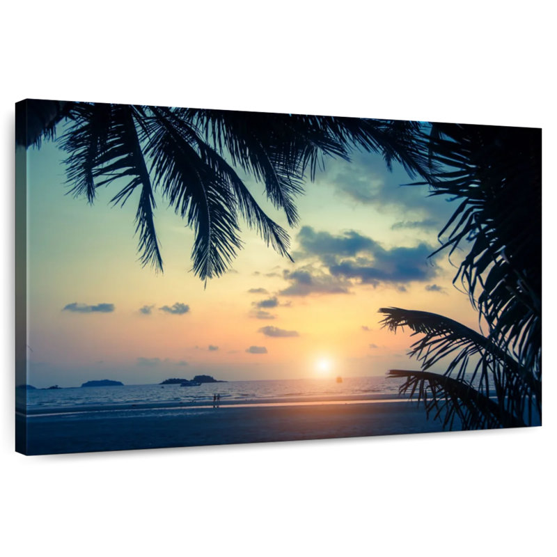 Gillard coucher de soleil silhouette de palmiers, H 26 po x l 39 po