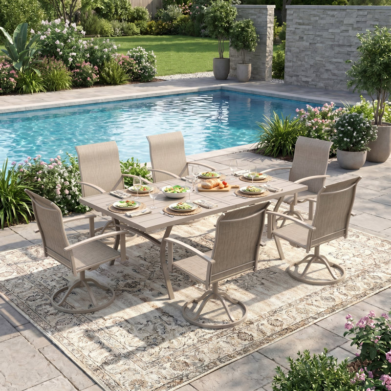 Ensemble repas d'extérieur 70 "pour 70 personnes, Cream/Beige