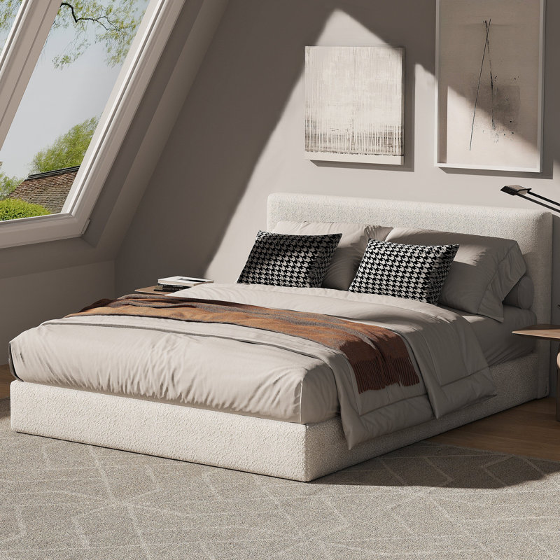 Boucle Bed Frame With Headboard, Kingsize (5')