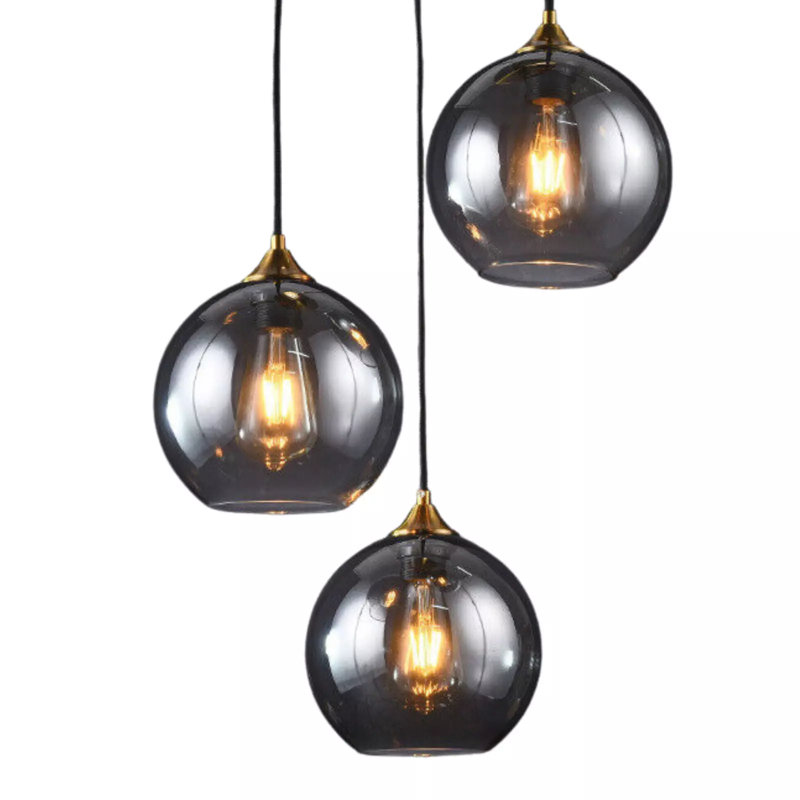 Modern Glass Globe Pendant Ceiling Light with Shiny Gold Fixture – Elegant Lampshade Design